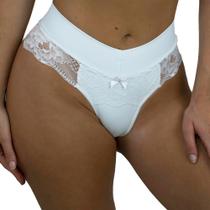 Lingerie Calcinha Bruna Fio Micro Branco Romance Feminino