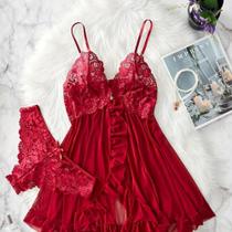 Lingerie com Babados Renda e Decote Profundo ElaShopp