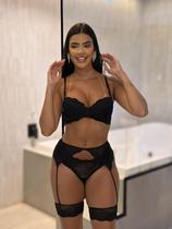 Lingerie Com Bojo Sensual Sexy Com Cinta Liga Renda Calcinha fio - LIke4you