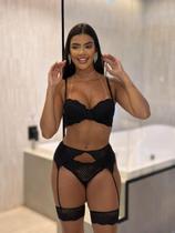 Lingerie Com Bojo Sensual Sexy Com Cinta Liga Renda Calcinha fio Lingerie Com Bojo Sensual Sexy Com Cinta Liga Renda Calcinha fio