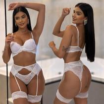 Lingerie Com Bojo Sensual Sexy Com Cinta Liga Renda Calcinha fio Lingerie Com Bojo Sensual Sexy Com Cinta Liga Renda Calcinha fio