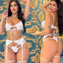 Lingerie Conjunto Sensual Com Cinta Liga Sem Bojo Sem Aro Calcinha Fio String Lingerie Conjunto Sensual Com Cinta Liga Sem Bojo Sem Aro Calcinha Fio String