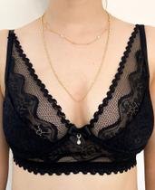 Lingerie/ conjunto sutiã sem bojo com aro todo de renda