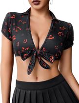 Lingerie Crop Top Avidlove Halloween para mulheres sexy e pretas