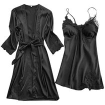 Lingerie feminina seda renda robe vestido babydoll camisola pijamas conjunto quimono