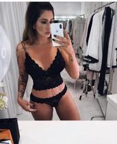 Lingerie juliet - calcinha semi fio e sutiã sem bojo - preta - tamanho m Lingerie juliet - calcinha semi fio e sutiã sem bojo - preta - tamanho m