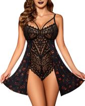 Lingerie plus size Avidlove Lace Teddy Snap Crotch Large