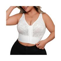 Lingerie plus Size Com Decote Profundo Em Renda, Sutiã Transparente Com Zíper Frontal E Costas