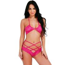 Lingerie Renda Pink Cropped Conjunto Luxo Strappy Lingerie Renda Pink Cropped Conjunto Luxo Strappy
