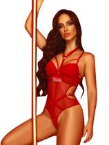 Lingerie Salva Vidas em Tule Vermelho Cavado com Choker