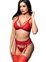 Lingerie Sensual Luxo Com Cinta Liga e Meia 7/8