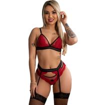 Lingerie Sexy Com Cinta e Meia 7/8 Arrastão Deluxe