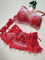 Lingerie sexy conjunto de sainha