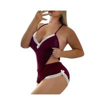 Lingerie Sexy De Renda Para Mulheres, Corset Sem Mangas Com Decote Em V, Suspensórios, Pijamas Em