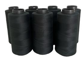 Linha 120 para Costura,1.000 jds Preto, Kit 5 unidades, Costura Reta, Bordados