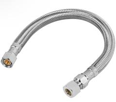 Linha de extensão para torneira EZ-FLUID 16 polegadas em aço inoxidável Linha de extensão para torneira EZ-FLUID 16 polegadas em aço inoxidável