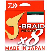 Linha de Pesca Multifilamento J-Braid Grand x8 Daiwa 8 Fios 0,41mm 65lb 270m Dark Green