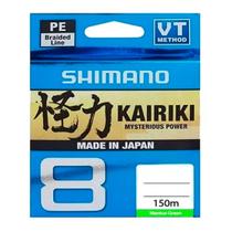 Linha de Pesca Shimano Kairiki PE Multifilamento 8 Fios Trançados Verde 0,200mm 20lb 150m