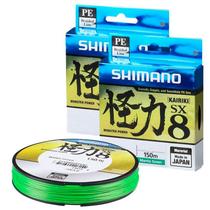 Linha de Pesca Shimano Kairiki PE Multifilamento 8 Fios Trançados Verde 0,315mm 50lb 150m