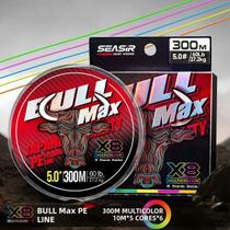 Linha De Pesca Trançada Seasir Bull Max X8 Multicolorida De Alta Resistência 300M 15-70LB PE Para