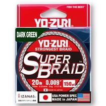 Linha de pesca Yo-Zuri Super Braid, bobina de 150 jardas, verde escuro, 20 libras