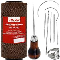 Linha Fio Encerado Poliester 1mm Marrom 018 Agulhas Dedal