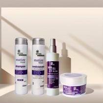 Linha Matizadora completa Matize Blond Desamareladora Kit Shampoo, Condicionador, Máscara, Spray Matizador Termo Ativado Girass