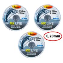Linha MX Pesca MX Line Mono 300 Metros Interligados Transparente 0.20mm 5,30kg