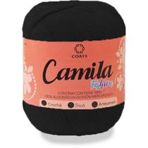 Linha para Crochê Camila Fashion 0000N Preto Pacote com 6 Novelos