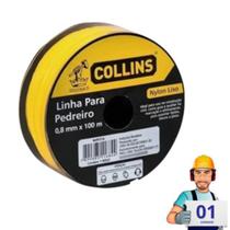 Linha para Pedreiro de Nylon Liso Amarelo Collins 0,8mm x 100m