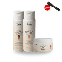 Linha profissional banana e mel trulle cosméticos proteção e reparação desmaia cabelo 300ml Linha profissional banana e mel trulle cosméticos proteção e reparação desmaia cabelo 300ml