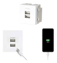 Linha Sleek Módulo Tomada Dupla Carregador Usb 2a Linha Sleek Módulo Tomada Dupla Carregador Usb 2a