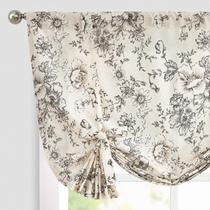 Linho floral Valance Jinchan de 54 polegadas para janelas preto/bege Linho floral Valance Jinchan de 54 polegadas para janelas preto/bege