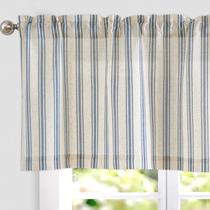 Linho listrado Valance jinchan texturizado 40x120cm azul sobre bege Linho listrado Valance jinchan texturizado 40x120cm azul sobre bege