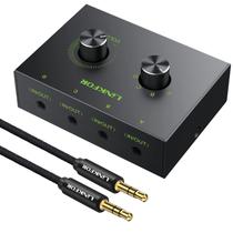 Link de comutação de áudio para estéreo de 4 portas de 3,5 mm com controle de volume