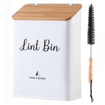 Lint Bin SUBEKYU Magnético de Metal montado na parede com tampa branca Lint Bin SUBEKYU Magnético de Metal montado na parede com tampa branca