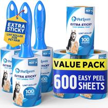 Lint Roller PetLovers Extra Sticky, 600 folhas, pacote com 6