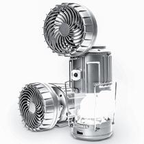 Linterna de Camping con Ventilador, Carga Solar, Recargable, LED, Plateada