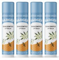 Lip Balm Badger Classic, azeite de oliva orgânico sem perfume, pacote com 4