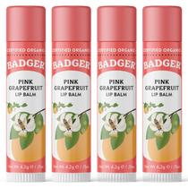 Lip Balm Badger Pink Grapefruit 100% orgânico, pacote com 4