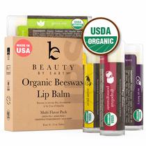 Lip Balm Beauty by Earth Organic, pacote com 4 unidades para mulheres Lip Balm Beauty by Earth Organic, pacote com 4 unidades para mulheres