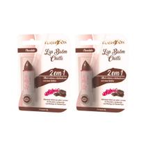 Lip Balm Flash On 2Em1 Chocolate - Kit Com 2Un