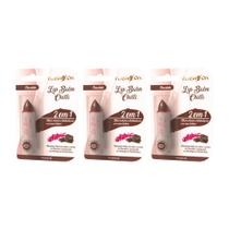 Lip Balm Flash On 2Em1 Chocolate - Kit Com 3Un