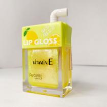Lip gloss caixinha de suco vitamina E textura confortável