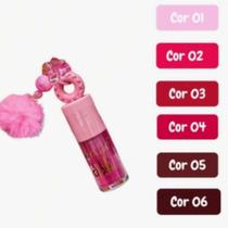 Lip Gloss com chaveiro de pompom - Belle Angel COR:01 Lip Gloss com chaveiro de pompom - Belle Angel COR:01