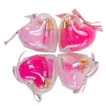 Lip gloss glitter coração e chaveiro - amor e anjo