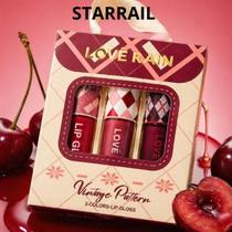 Lip Gloss Love Rain Vintage Pattern Kit com 3 unidades Cor:StarRail