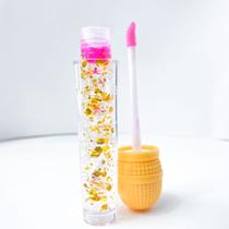 Lip gloss microfone com glitter brilho labial textura confortável