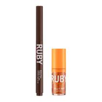 Lip Oil Jelly Pop! Glazed Pop + Lapiseira Labial Volume Big & Full Warm Brown - Ruby Kisses
