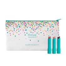 Lip Tint Trio Thrive Causemetics Sheer Strength com bolsa de maquiagem